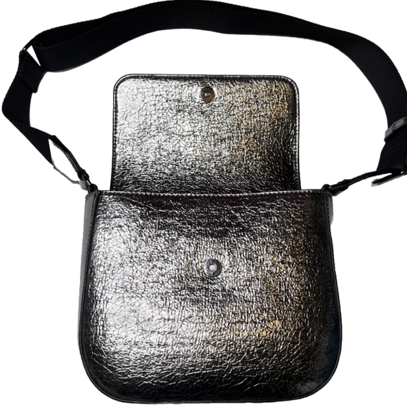 DKNY Imina Flap Crossbody Bag Crinkle Metallic NWOT MSRP $168 - Picture 3 of 8